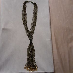 STRING & BEAD CROCHETED NECKLACE